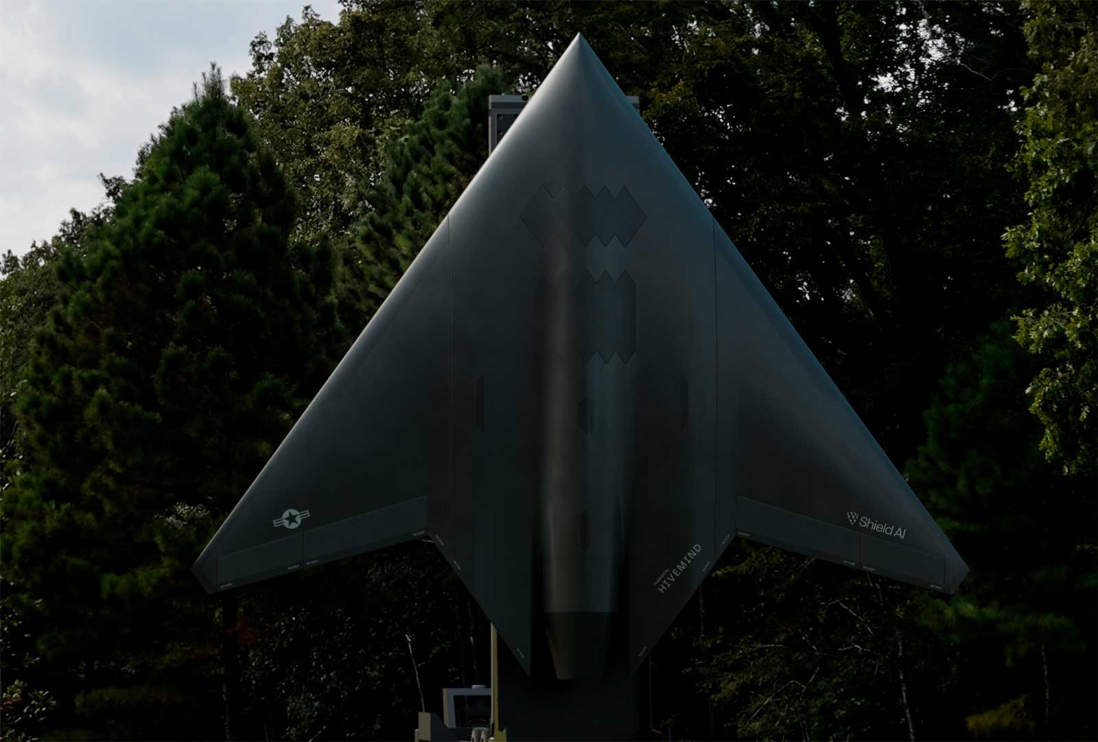 Advanced autonomous drone with stealth design for future military applications.